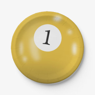 Number 1 billiards ball paper plate