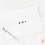 Number 1 Boss Personalise  Classic Round Sticker<br><div class="desc">In any space Diva makes it her own. Find this unique sticker to add on thank you cards,  invitations,  or for business events. Customise text within the text box. 
Change colour font or background colour of bag.</div>