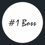 Number 1 Boss Trendy  Classic Round Sticker<br><div class="desc">In any space Diva makes it her own and Bosses up to any challenge. Invite you new business partners over for brunch, send a thank you card or create a Diva's business club. Find this unique #1 Boss stickers in our Diva Diaries or Stickers collection. Hi the edit button to...</div>