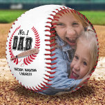 Number 1 Dad Birthday/Father's Day Baseball<br><div class="desc">Looking for the perfect gift for Dad? Check out our personalised baseball gifts! Emblazoned with the sweet sentiment 'No. 1 Dad' and accented by a bold red laurel wreath, these unique presents offer a heartwarming touch. Customise it with the year, your kids' names, and even two of your favourite photos....</div>