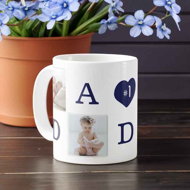 Number 1 Dad Daddy Photo Collage Gold Frame Coffee Mug (Number 1 Dad Daddy Photo Collage Gold Frame Coffee Mug)