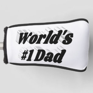 Number 1 Dad Fathers Day black text Golf Head Cove Cover