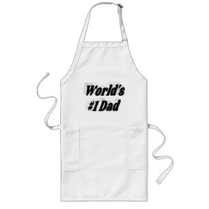 Number 1 Dad Fathers Day black text Long Apron