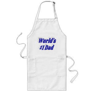 Number 1 Dad Fathers Day blue text Long Apron
