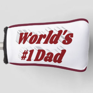 Number 1 Dad Fathers Day burgundy text Golf Head Cover