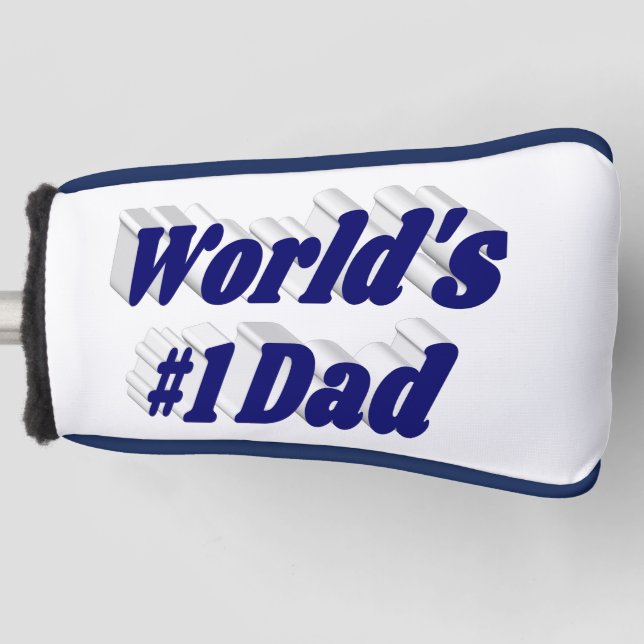 Number 1 Dad Fathers Day dark blue text  Golf Head Cover (Front)