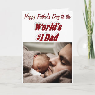 Number 1 Dad Fathers Day Photo burgundy  Card