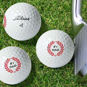 Number 1 Dad Modern Wreath Custom Red Set Golf Balls