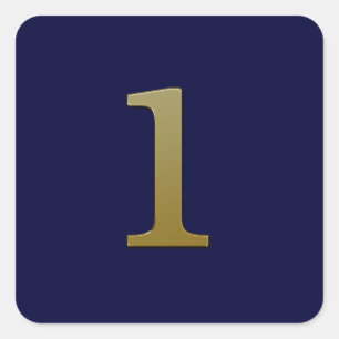 Number 1 gold on blue square sticker