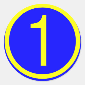 number 1 in a circle classic round sticker
