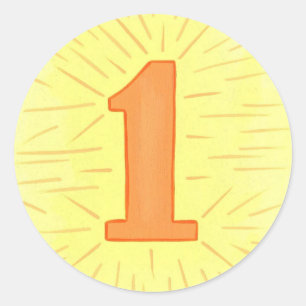 Number 1 in Orange and Yellow Stickers