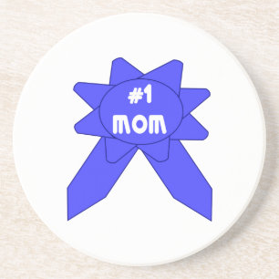 Number 1 Mum Blue Ribbon Coaster
