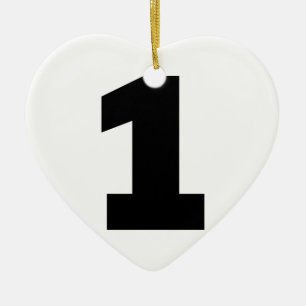 Number 1 one ceramic tree decoration