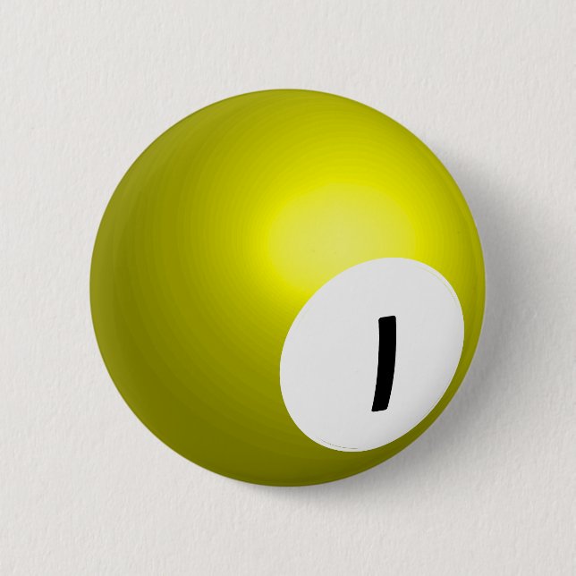 Number 1 Pool Ball Button (Front)