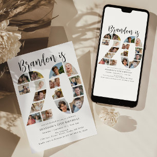Number 20 Photo Co lage 20th Birthday Party Invitation