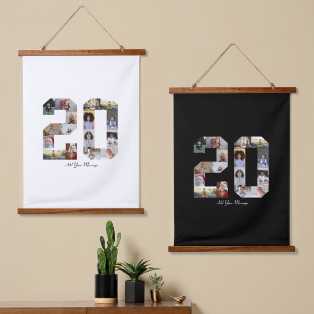 Number 20 Photo Collage Hanging Tapestry (Asymmetrical)