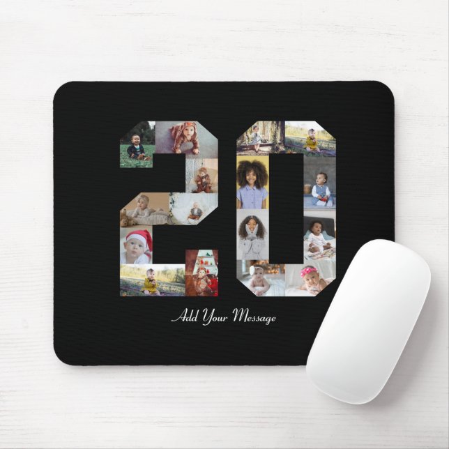 Number 20 Photo Collage Mouse Pad (With Mouse)