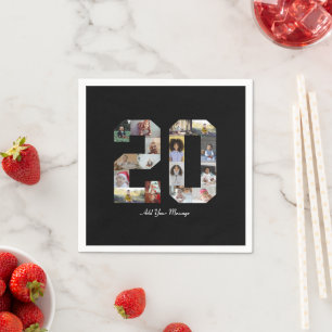 Number 20 Photo Collage Napkin
