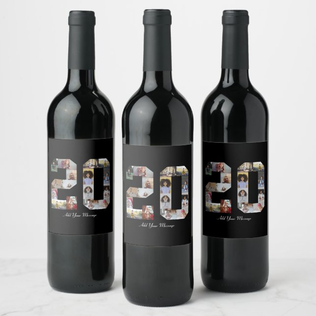 Number 20 Photo Collage Wine Label (Bottles)