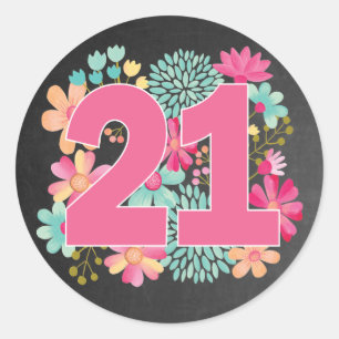 Number 21 21st Birthday Anniversary Party Classic Round Sticker