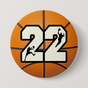 Number 22 Basketball 7.5 Cm Round Badge