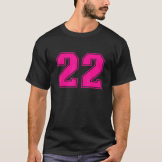 Number 22 Pink Sports Fan Jersey Number T-Shirt