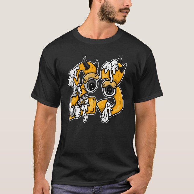 Number 23 Dripping OG Yellow Toe 1s Matching T-Shirt (Front)