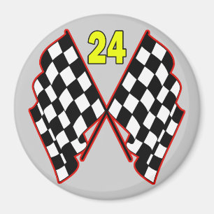 Number 24 and Chequered Flags Magnet