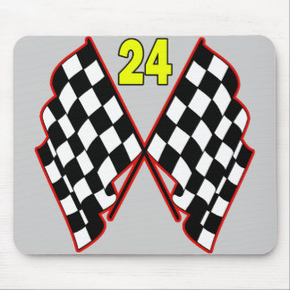 Number 24 and Chequered Flags Mouse Pad