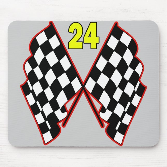 Number 24 and Chequered Flags Mouse Pad (Front)