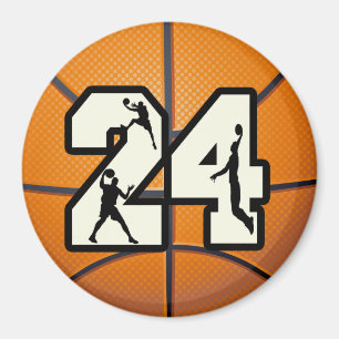 Number 24 Basketball Magnet