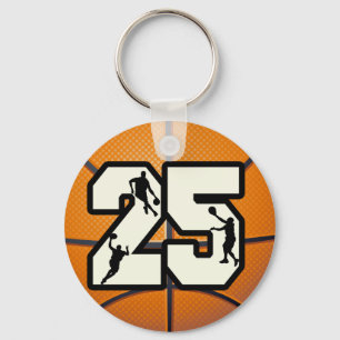 Number 25 Basketball and Players Key Ring