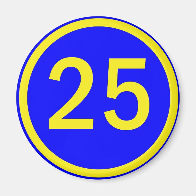 number 25 in a circle magnet (Front)