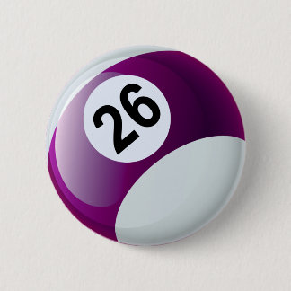 Number 26 Billiards Ball 6 Cm Round Badge