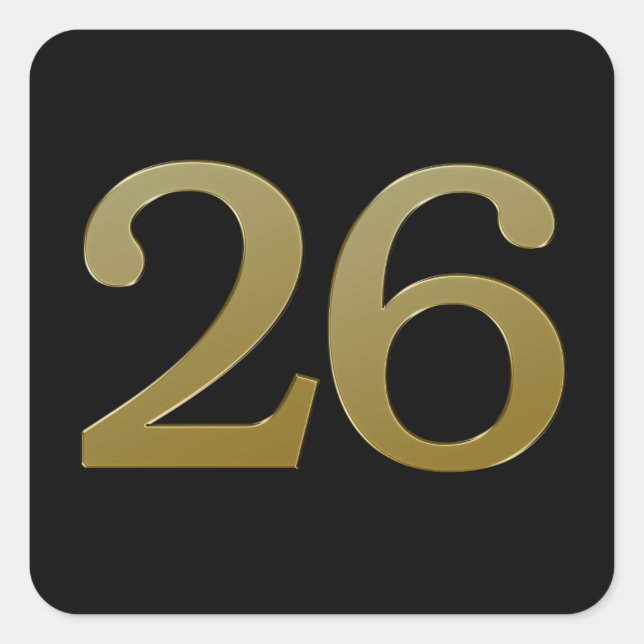 Number 26 Gold Square Sticker (Front)