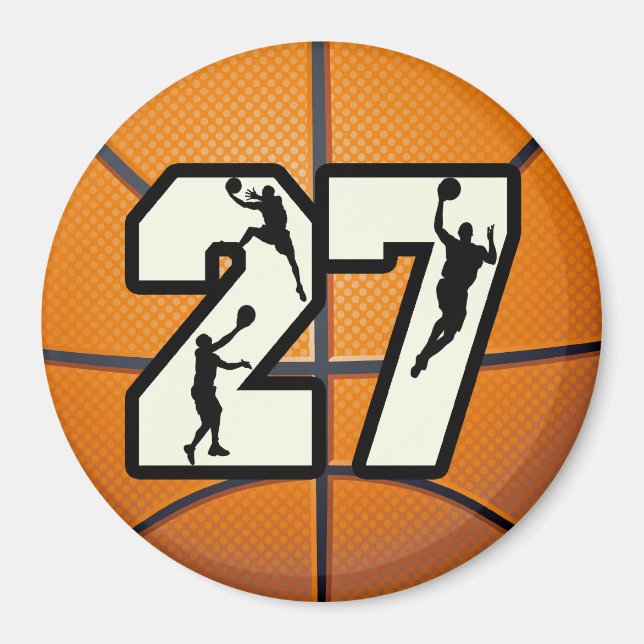 Number 27 Basketball Magnet (Front)
