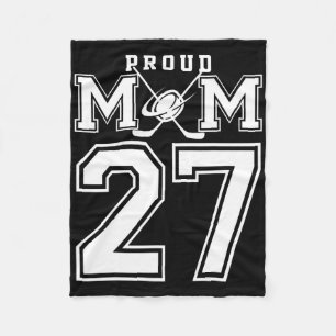 Number 27 Custom Proud Hockey Mom Personalized For Fleece Blanket