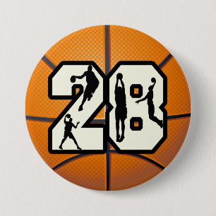 Number 28 Basketball 7.5 Cm Round Badge
