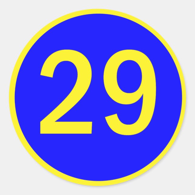 number 29 in a circle classic round sticker (Front)