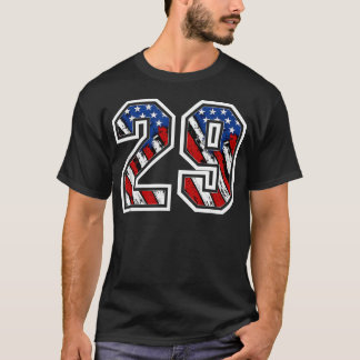Number 29 Red White And Blue American Flag 29 T-Shirt