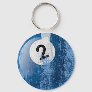 NUMBER 2 BILLIARDS BALL - ERODED AND AGED STYLE KEY RING