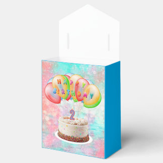 Number 2 Candle on Cake, Happy Birthday Favour Box