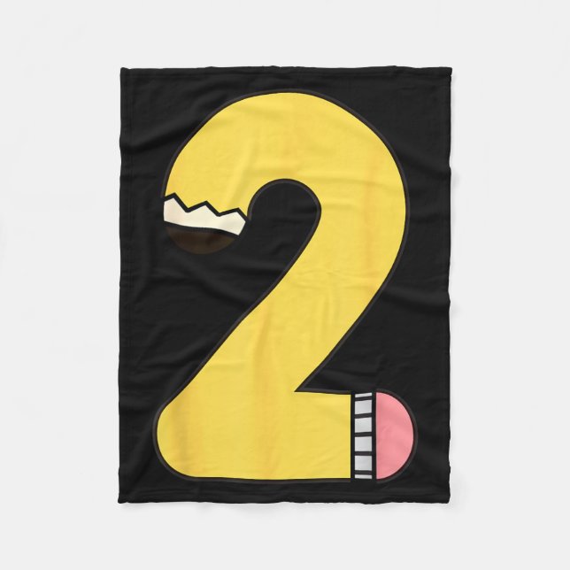 Number 2 Pencil Back to School 2nd Birthday Second Fleece Blanket (Front)