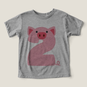 Number 2 Pig Animal Themed 2 Years Old Boys Kids