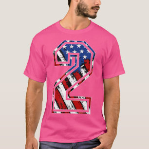 Number 2 Red White and Blue American Flag 2 Jersey T-Shirt