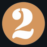 Number 2 Two Peru Gold Stencil Numbers by Janz Classic Round Sticker<br><div class="desc">Artistic Numbers by Janz © 2008-2020 Jan Fitzgerald. All rights reserved. Graphic Design,  Artwork,  and Photography by Jan and Michael Fitzgerald.</div>