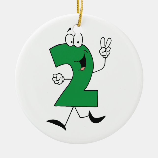 Number 2nd Birthday Tshirts and Gifts Ceramic Tree Decoration (Front)