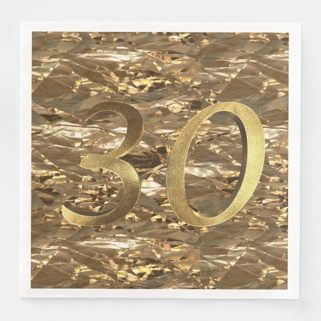 Number 30 30th Birthday Wedding Anniversary Gold Napkin (Front)