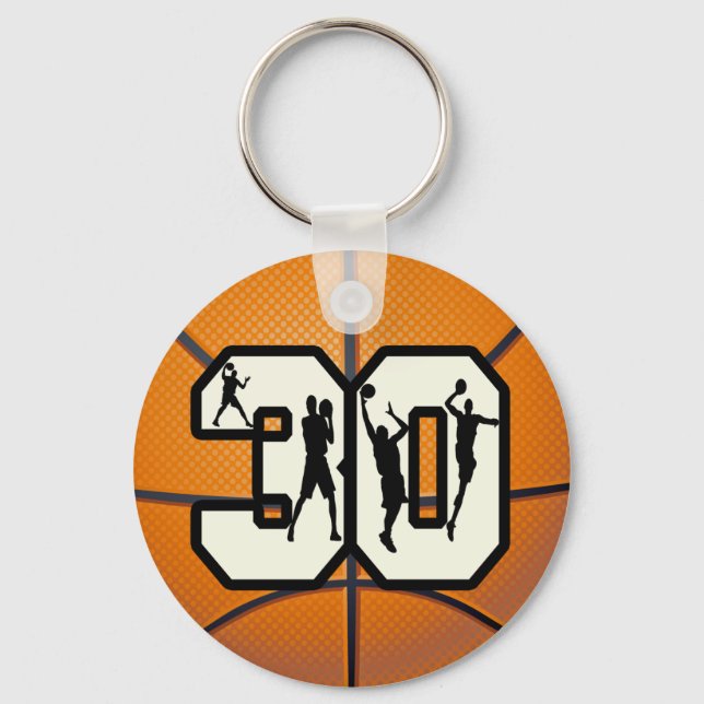 Number 30 Basketball Key Ring (Front)