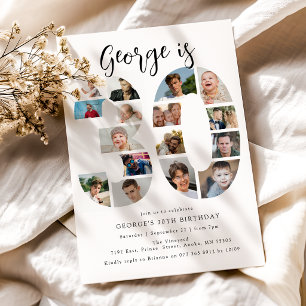 Number 30 Photo Co lage 30th Birthday Party Invitation